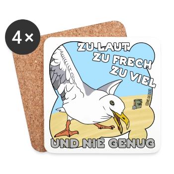 Zu laut, zu frech, zu viel - Untersetzer (4er-Set) - Weiß - Vorne
