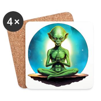 Aliens Yoga / Yogi Alien - Untersetzer (4er-Set) - Weiß - Vorne