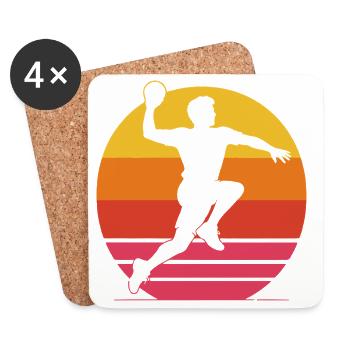 Handballer Sprungwurf – 70er 80er Retro Look - Untersetzer (4er-Set) - Weiß - Vorne