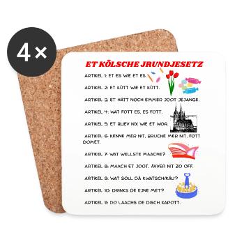 Kölsches Grundgesetz lustige Geschenkidee  - Untersetzer (4er-Set) - Weiß - Vorne
