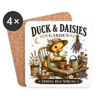 Duck & Daisies Frühlingsgarten - Untersetzer (4er-Set) - Weiß - Vorne