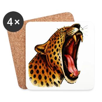 Intensive-farbger Leopardenkopf Roar - Untersetzer (4er-Set) - Weiß - Vorne