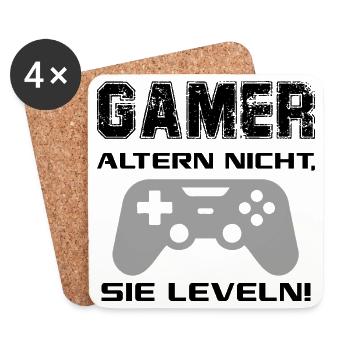 Gamer altern nicht Sie leveln Zocken Joypad Spiel - Untersetzer (4er-Set) - Weiß - Vorne