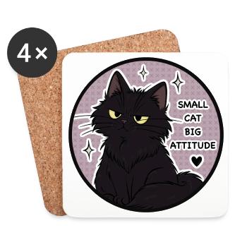 Kleine Katze Große Attitüde - Untersetzer (4er-Set) - Weiß - Vorne