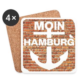 Moin_Hamburg - Untersetzer (4er-Set) - Weiß - Vorne