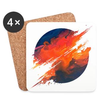 Aurora Ember Abstract Splash - Untersetzer (4er-Set) - Weiß - Vorne