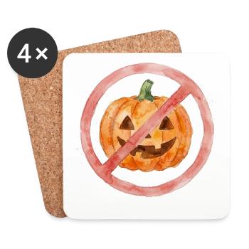 Verbotener Halloween Kürbis Aquarell - Untersetzer (4er-Set) - Weiß - Vorne