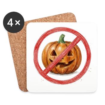 Kein Kürbis Halloween Schild - Untersetzer (4er-Set) - Weiß - Vorne