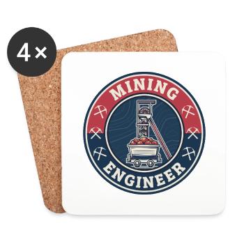 Vintage Mining Engineer Headframe-Wagenabzeichen-Deckel - Untersetzer (4er-Set) - Weiß - Vorne