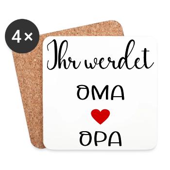 Oma Opa Babymitteilung - Untersetzer (4er-Set) - Weiß - Vorne
