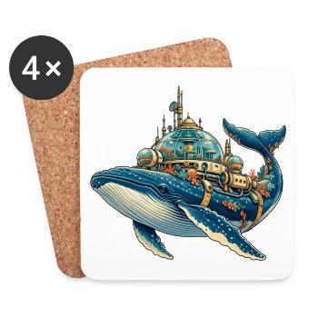 SteampunkWale Unterwasserkosmos - Untersetzer (4er-Set) - Weiß - Vorne