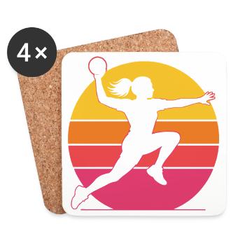 Retro Handballerin – Vintage Sonnenuntergang - Untersetzer (4er-Set) - Weiß - Vorne