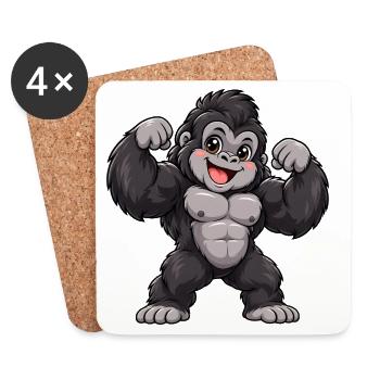 Gorilla Kawaii Style – Süßer Dschungelriese - Untersetzer (4er-Set) - Weiß - Vorne