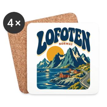 Lofoten Norway Retro Travel - Untersetzer (4er-Set) - Weiß - Vorne