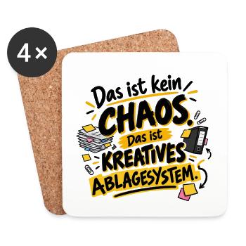 Das ist kein Chaos. Das ist kreatives Ablagesystem - Untersetzer (4er-Set) - Weiß - Vorne