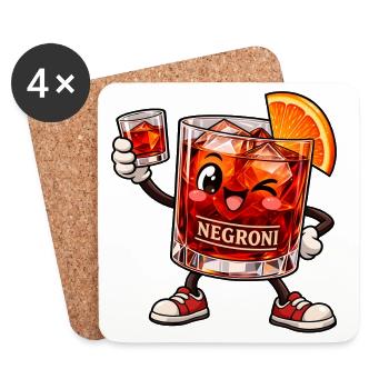 Negroni Kawaii Style – Süßer Cocktailspaß - Untersetzer (4er-Set) - Weiß - Vorne