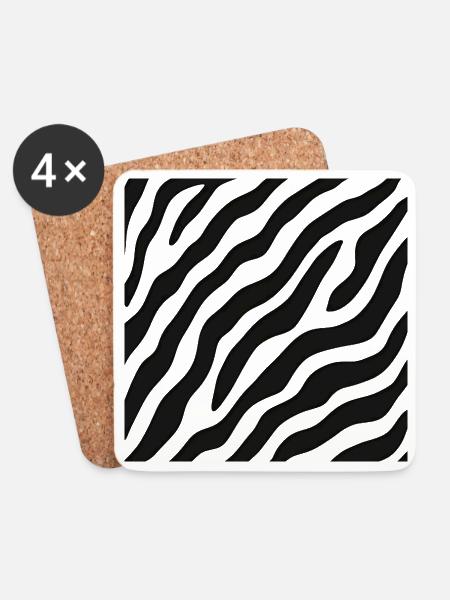 Schwarz-weiße Zebrastreifen – abstraktes Muster - Untersetzer (4er-Set) - Weiß