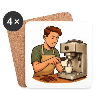Geschenk für neue Hobby-Baristas mit Siebträger - Untersetzer (4er-Set) - Weiß - Vorne