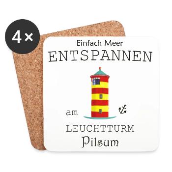 Leuchtturm Pilsum, Meer Entspannen, Nordsee - Untersetzer (4er-Set) - Weiß - Vorne