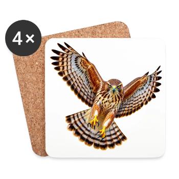 Bussard - Untersetzer (4er-Set) - Weiß - Vorne