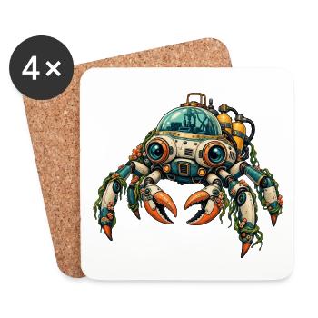 Steampunk-Krabbe Unterwasserhelm - Untersetzer (4er-Set) - Weiß - Vorne