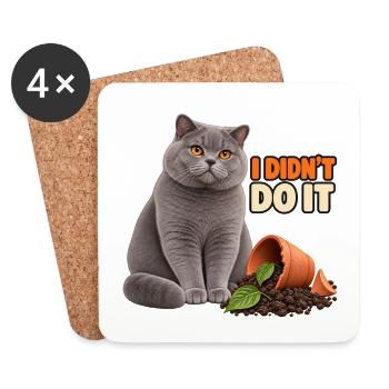 I Didn't Do It – Unschuldige Katze - Untersetzer (4er-Set) - Weiß - Vorne