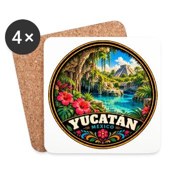Yucatan Mexiko Maya Pyramide Dschungel Urlaub - Untersetzer (4er-Set) - Weiß - Vorne