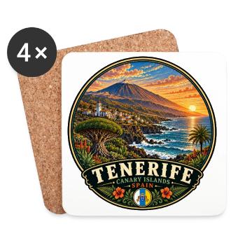 Teneriffa Vulkaninsel Küste Urlaub Sunset - Untersetzer (4er-Set) - Weiß - Vorne