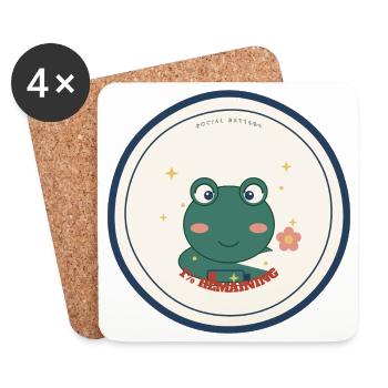 Frosch mit Social Battery 1% Rest - Untersetzer (4er-Set) - Weiß - Vorne