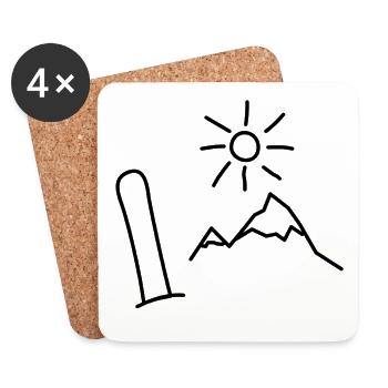 Snowboard Design mit Bergen und Sonne - Untersetzer (4er-Set) - Weiß - Vorne
