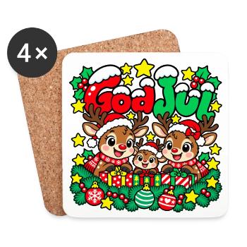 Frohe Weihnachten Rentierfamilie - Untersetzer (4er-Set) - Weiß - Vorne