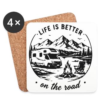 Bergsee Roadtrip Camper - Untersetzer (4er-Set) - Weiß - Vorne