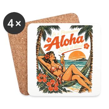 Permanent Aloha State of Mind – Pin-Up Design - Untersetzer (4er-Set) - Weiß - Vorne