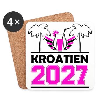 2027 Kroatien - Untersetzer (4er-Set) - Weiß - Vorne