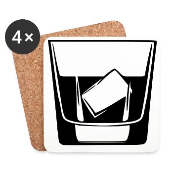 Whiskey Glas Geschenk Barkeeper Kellner  - Untersetzer (4er-Set) - Weiß - Vorne