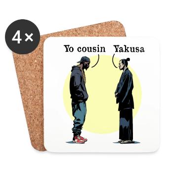 YO COUSIN, YAKUSA! - Vororte gegen Japan - Untersetzer (4er-Set) - Weiß - Vorne