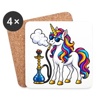 Einhorn mit Shisha – Fantasievolles Motiv - Untersetzer (4er-Set) - Weiß - Vorne