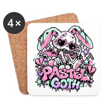  Pastell Goth Skelett Häschen Kaninchen - Untersetzer (4er-Set) - Weiß - Vorne