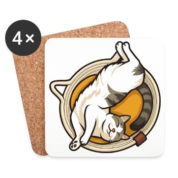 Katze - Untersetzer (4er-Set) - Weiß - Vorne