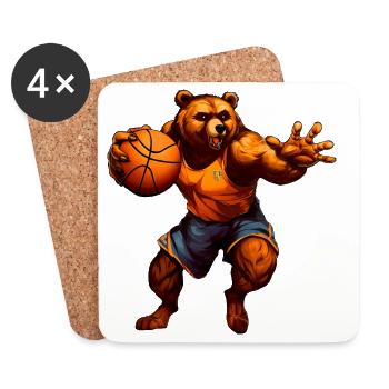 Basketball Bär - Untersetzer (4er-Set) - Weiß - Vorne