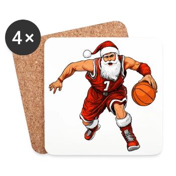 Basketballer Weihnachten / Santa - Untersetzer (4er-Set) - Weiß - Vorne