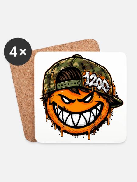 Graffiti Smily mit Camouflage Cap - Untersetzer (4er-Set) - Weiß
