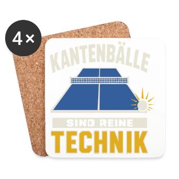 Kantenbälle sind reine Technik – Tischtennis - Untersetzer (4er-Set) - Weiß - Vorne