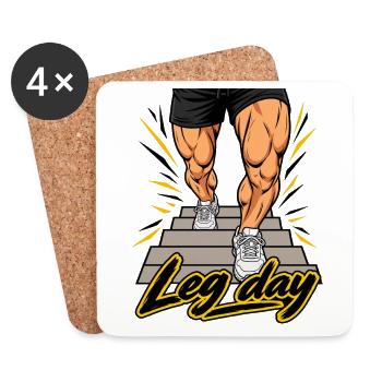 Fitness Herren Outfit - Leg day - Untersetzer (4er-Set) - Weiß - Vorne