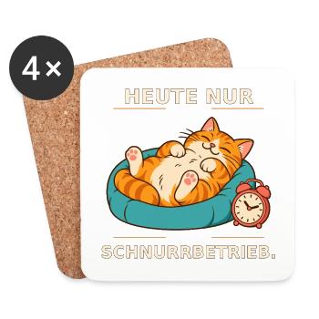 Heute Nur Schnurrbetrieb Katze - Untersetzer (4er-Set) - Weiß - Vorne