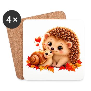 Igel & Schnecke - Untersetzer (4er-Set) - Weiß - Vorne