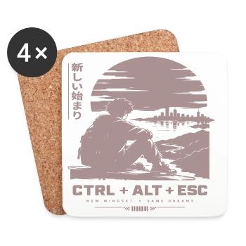 Neue Horizonte: CTRL ALT ESC Retro-Szene - Untersetzer (4er-Set) - Weiß - Vorne