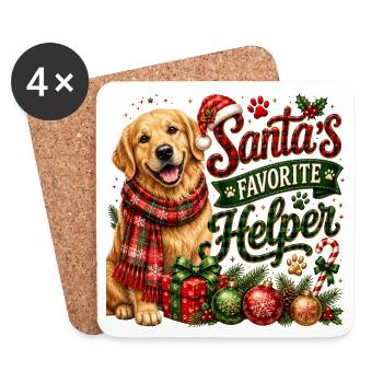 🎁 Weihnachts-Golden Retriever - Untersetzer (4er-Set) - Weiß - Vorne