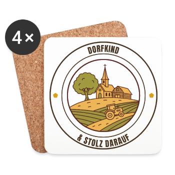 Dorfkind & stolz darauf. Landleben Shirt - Untersetzer (4er-Set) - Weiß - Vorne