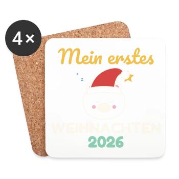 Mein erstes Weihnachten 2026 – Baby Body Eisbär - Untersetzer (4er-Set) - Weiß - Vorne